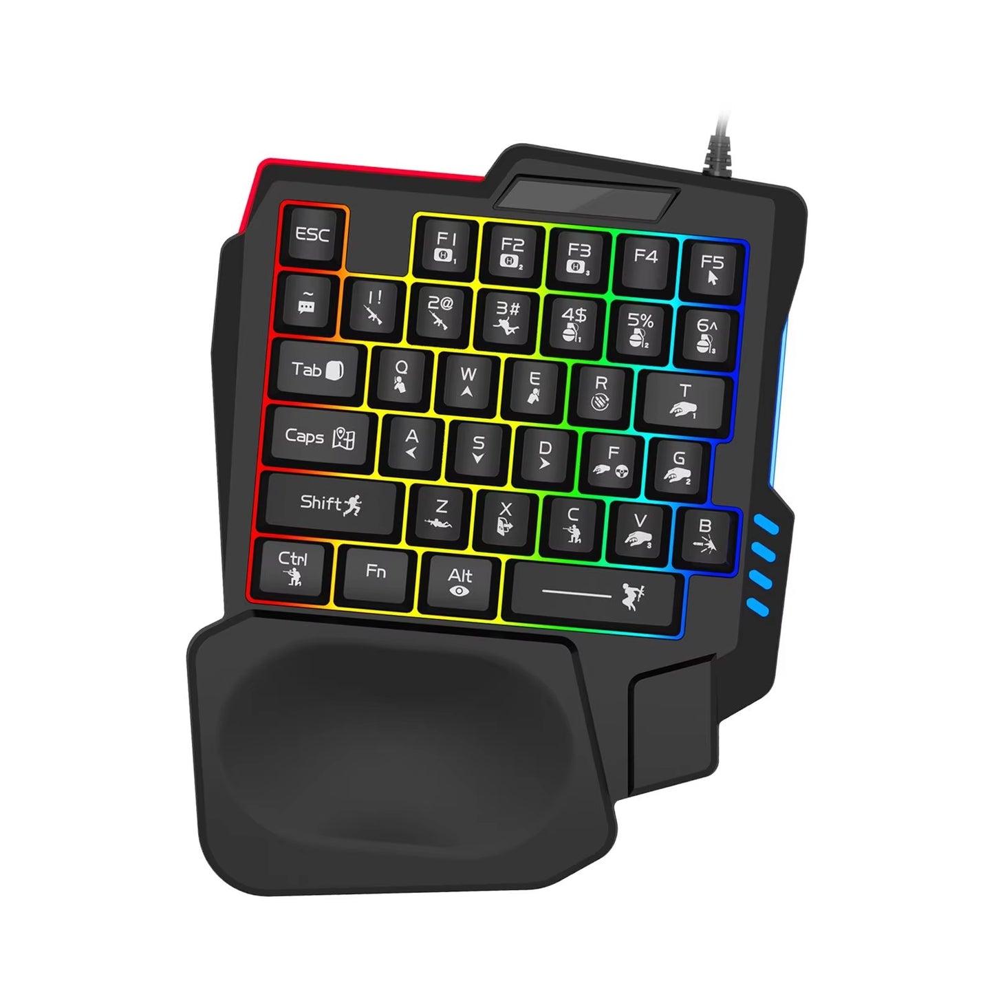 Teclado Gamer Profesional de Una Mano con Retroiluminación RGB – 35 Teclas USB