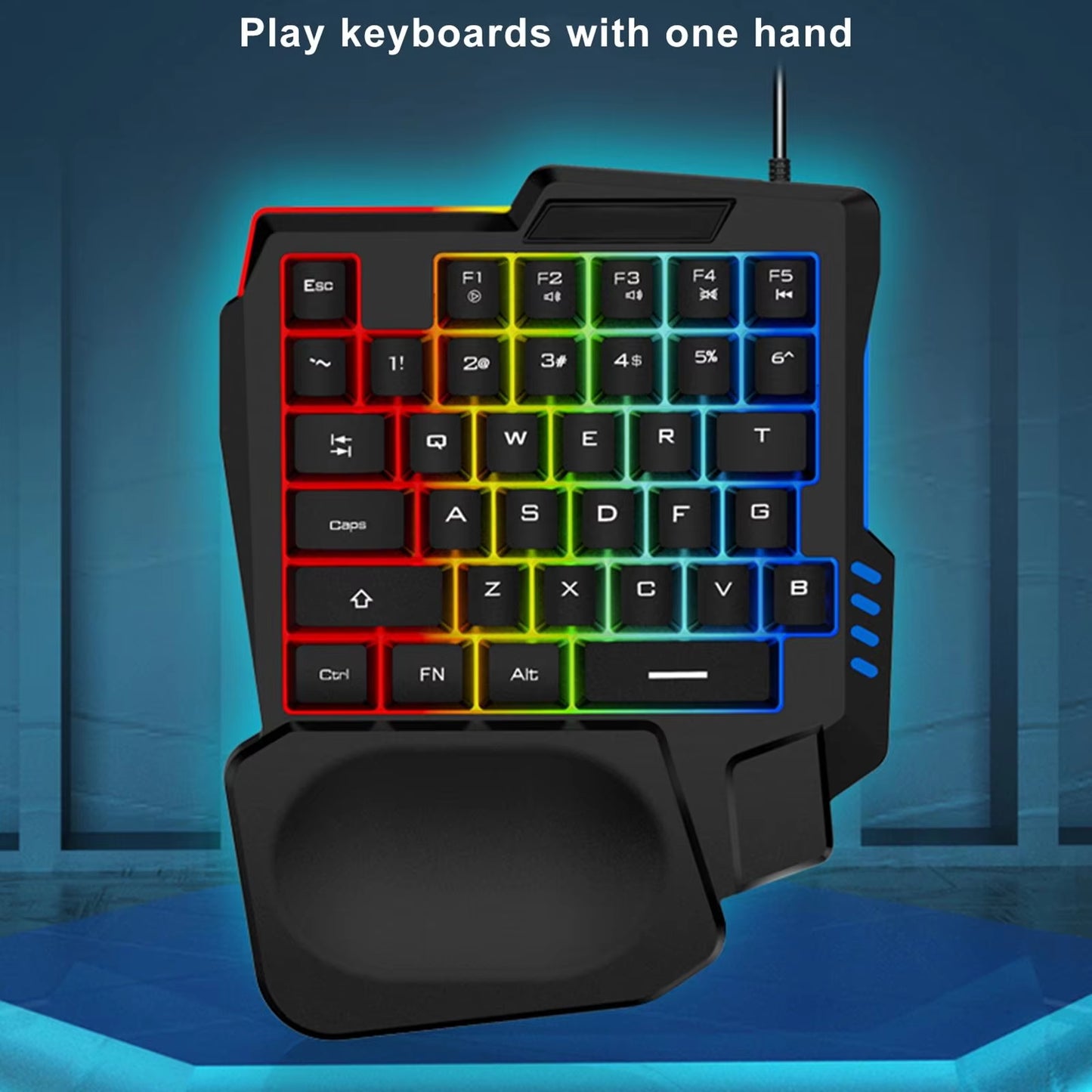 Teclado Gamer Profesional de Una Mano con Retroiluminación RGB – 35 Teclas USB