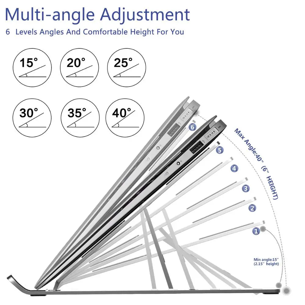 Soporte Plegable de Altura Ajustable de Aluminio para Laptop