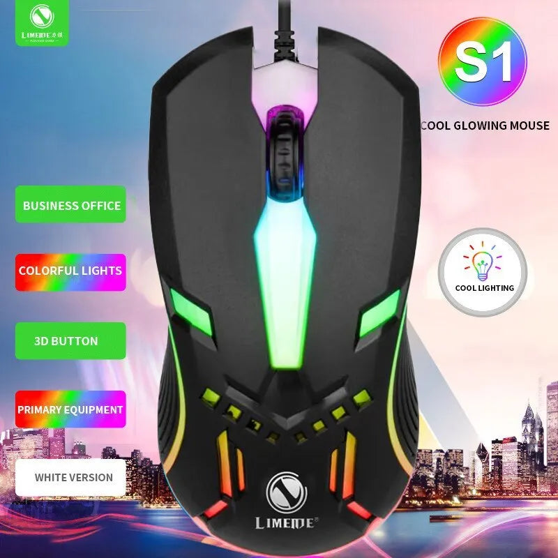 Mouse Óptico Alámbrico con Retroiluminación S1