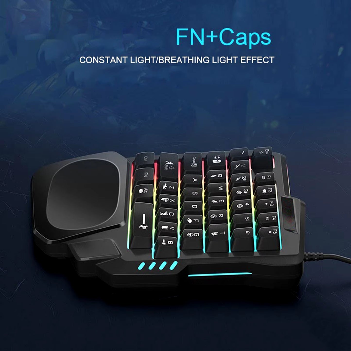 Teclado Gamer Profesional de Una Mano con Retroiluminación RGB – 35 Teclas USB