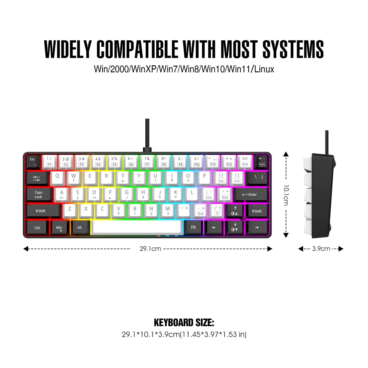 Teclado Gamer Mecánico 60% - RGB Ultra Compacto Portátil