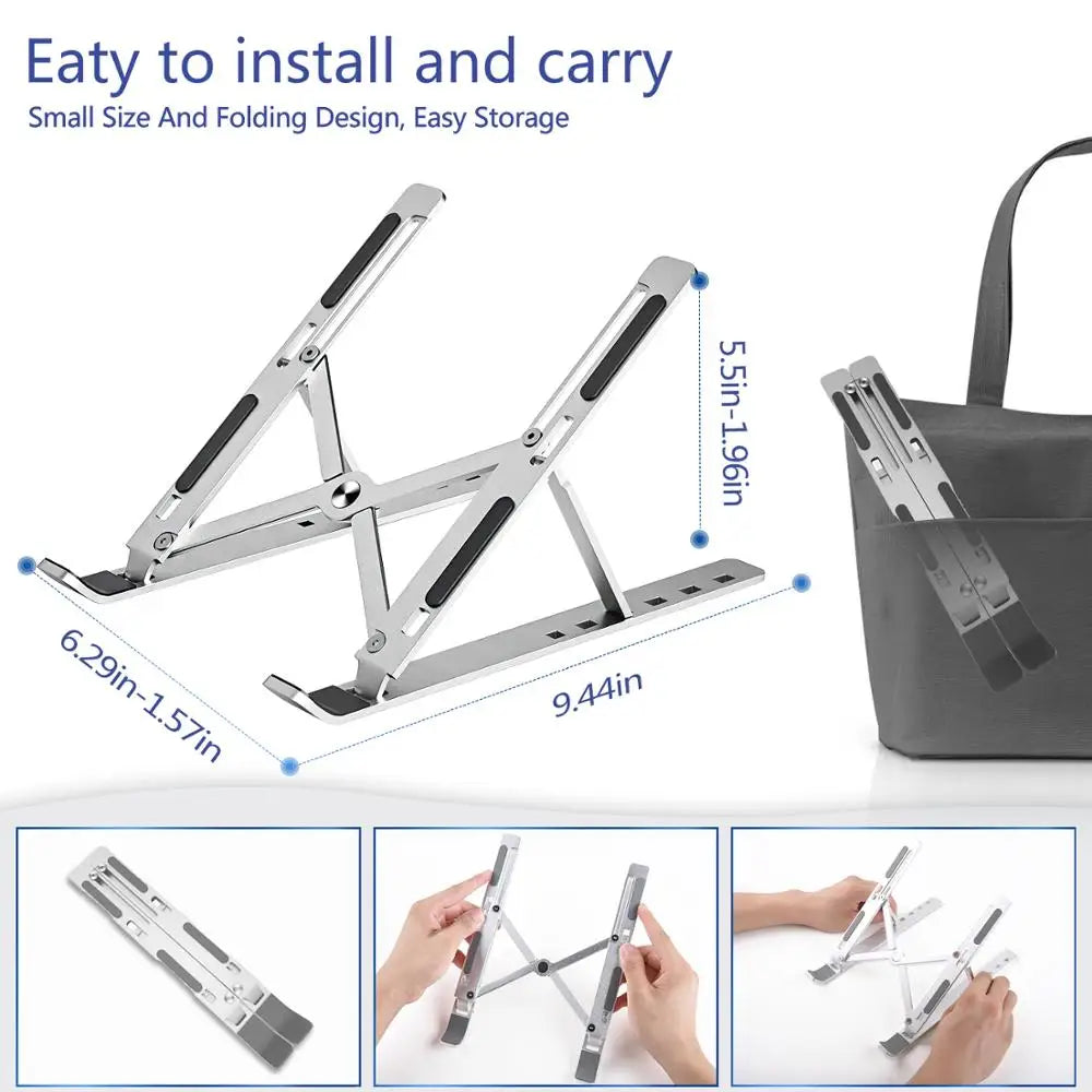 Soporte Plegable de Altura Ajustable de Aluminio para Laptop