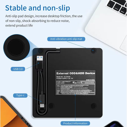 Unidad Externa USB 3.0 para CD/DVD – Lector y Grabador Portátil