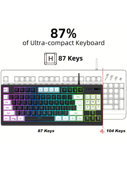 Teclado Gamer Snpurdiri A877 – 87 Teclas con Retroiluminación RGB para PC y Laptop