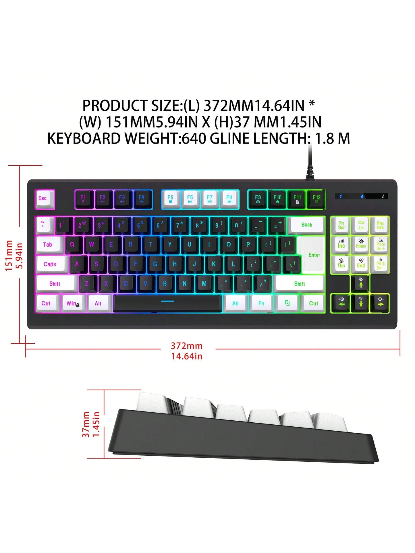 Teclado Gamer Snpurdiri A877 – 87 Teclas con Retroiluminación RGB para PC y Laptop