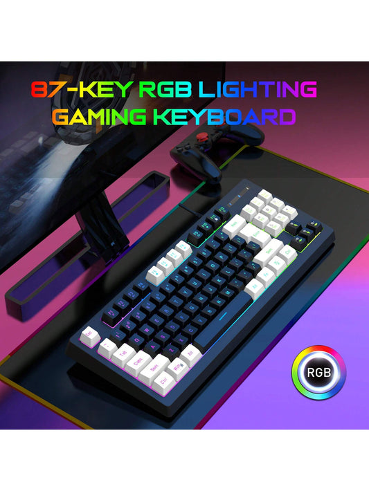 Teclado Gamer Snpurdiri A877 – 87 Teclas con Retroiluminación RGB para PC y Laptop