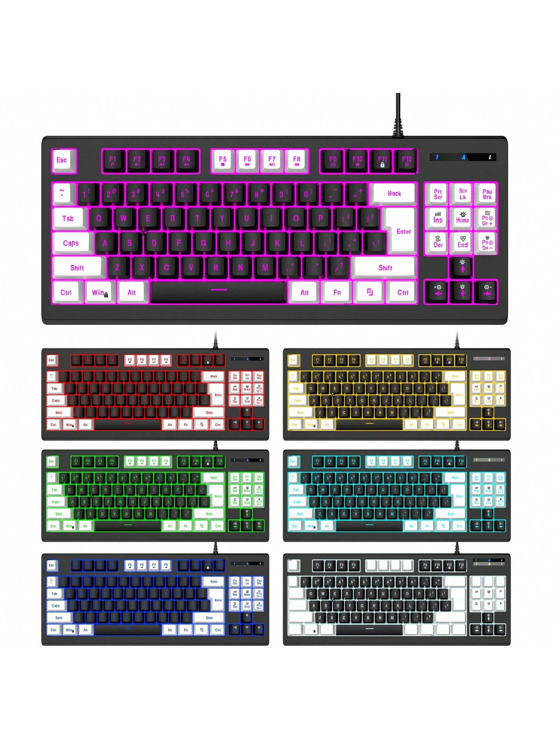Teclado Gamer Snpurdiri A877 – 87 Teclas con Retroiluminación RGB para PC y Laptop