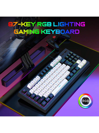 Teclado Gamer Snpurdiri A877 – 87 Teclas con Retroiluminación RGB para PC y Laptop