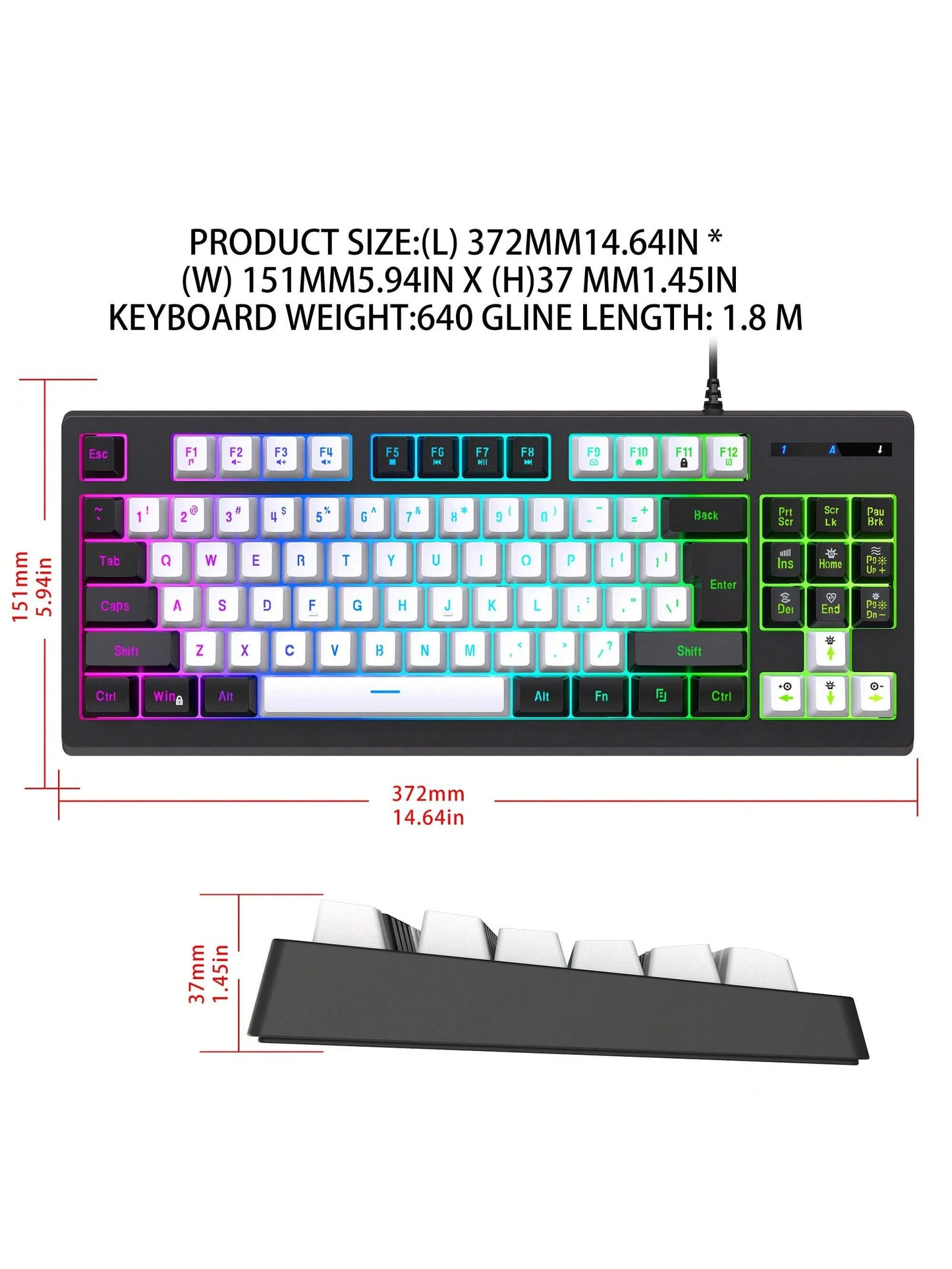 Teclado Gamer Snpurdiri A877 – 87 Teclas con Retroiluminación RGB para PC y Laptop