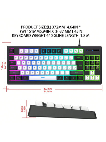 Teclado Gamer Snpurdiri A877 – 87 Teclas con Retroiluminación RGB para PC y Laptop