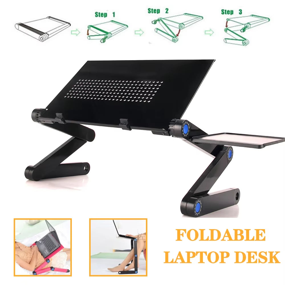 Soporte Ajustable Plegable para Laptop con Bandeja de Mouse
