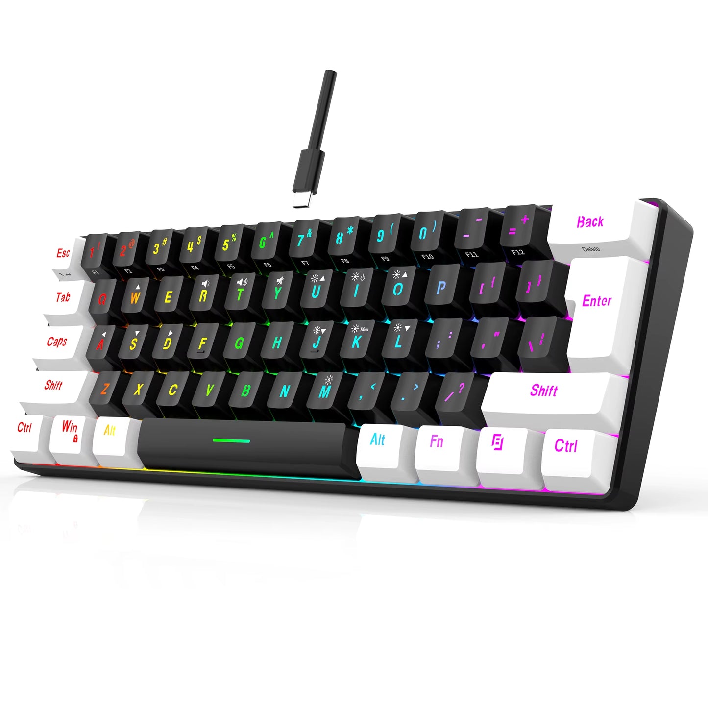 Teclado Gamer Mecánico 60% - RGB Ultra Compacto Portátil