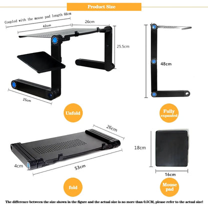 Soporte Ajustable Plegable para Laptop con Bandeja de Mouse