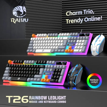 Raiku T26 RGB – Combo Gamer Ergonómico con Teclado y Mouse