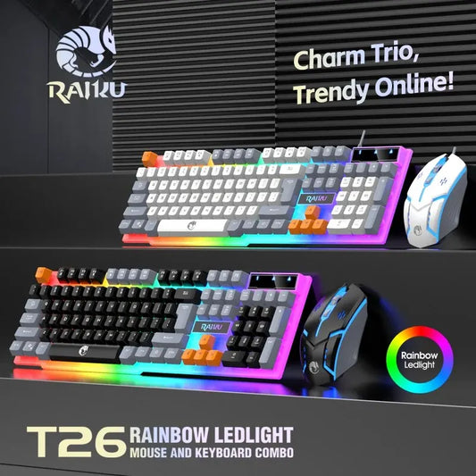 Raiku T26 RGB – Combo Gamer Ergonómico con Teclado y Mouse