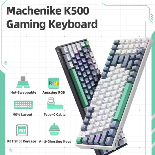 Teclado Gamer Mecánico 94 Teclas RGB con Switch Intercambiable – Machenike K500