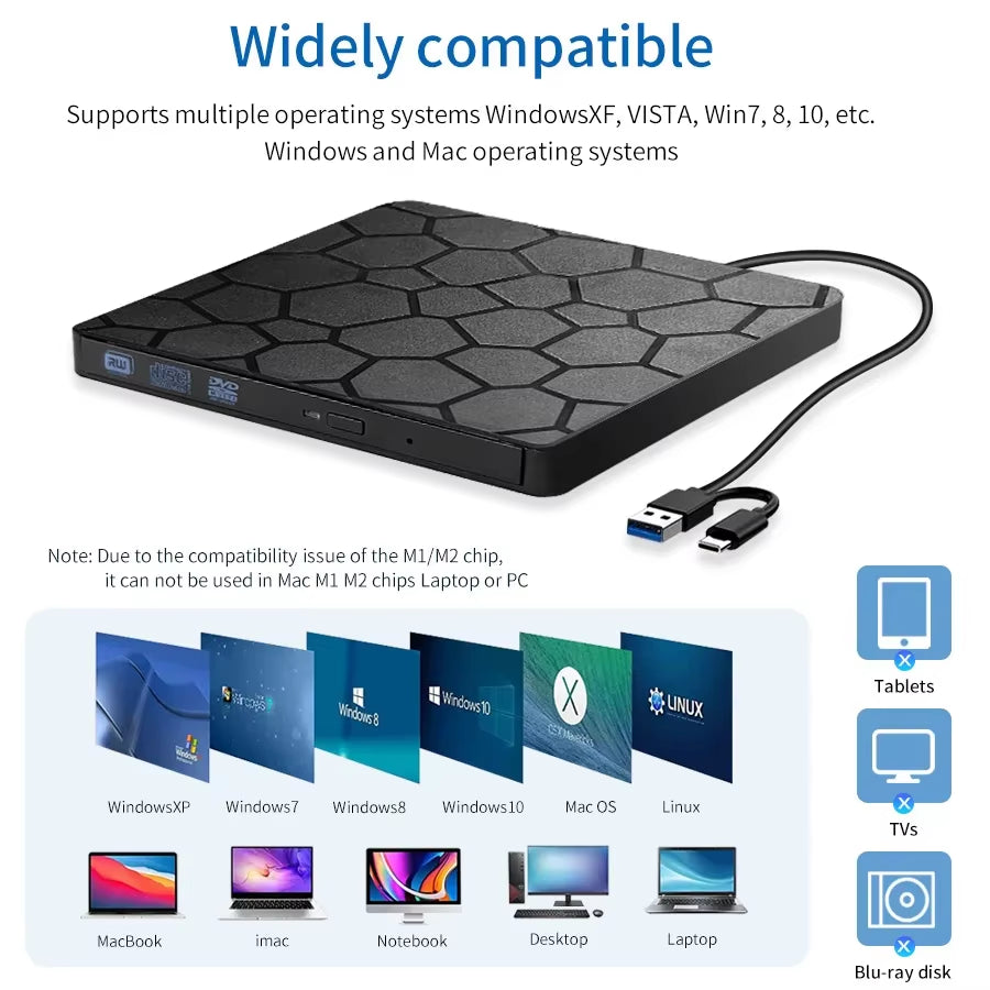 Unidad Externa USB 3.0 para CD/DVD – Lector y Grabador Portátil