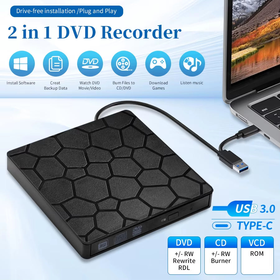 Unidad Externa USB 3.0 para CD/DVD – Lector y Grabador Portátil