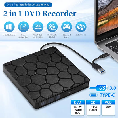 Unidad Externa USB 3.0 para CD/DVD – Lector y Grabador Portátil