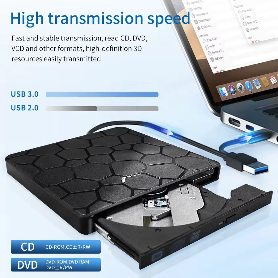Unidad Externa USB 3.0 para CD/DVD – Lector y Grabador Portátil