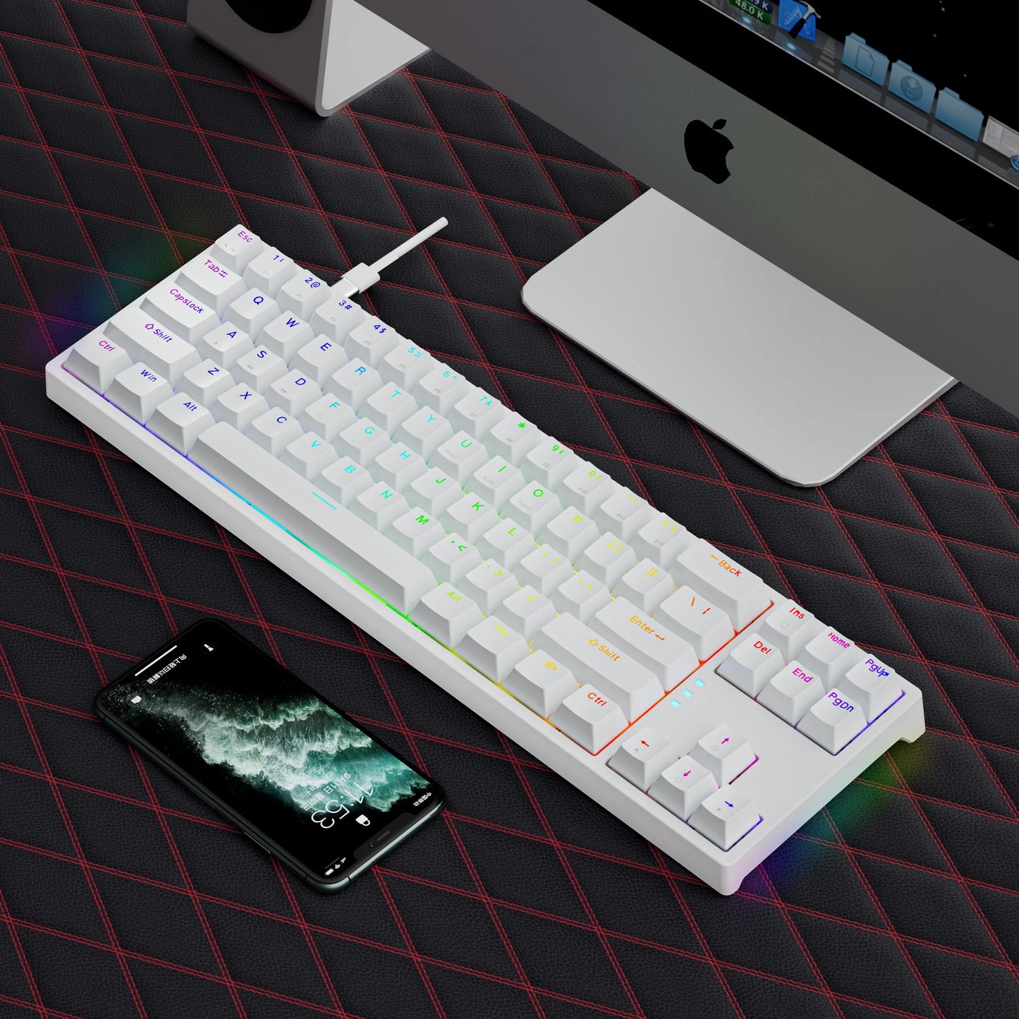 70% Teclado Mecánico Gamer - Compacto con 71 Teclas y RGB Lateral