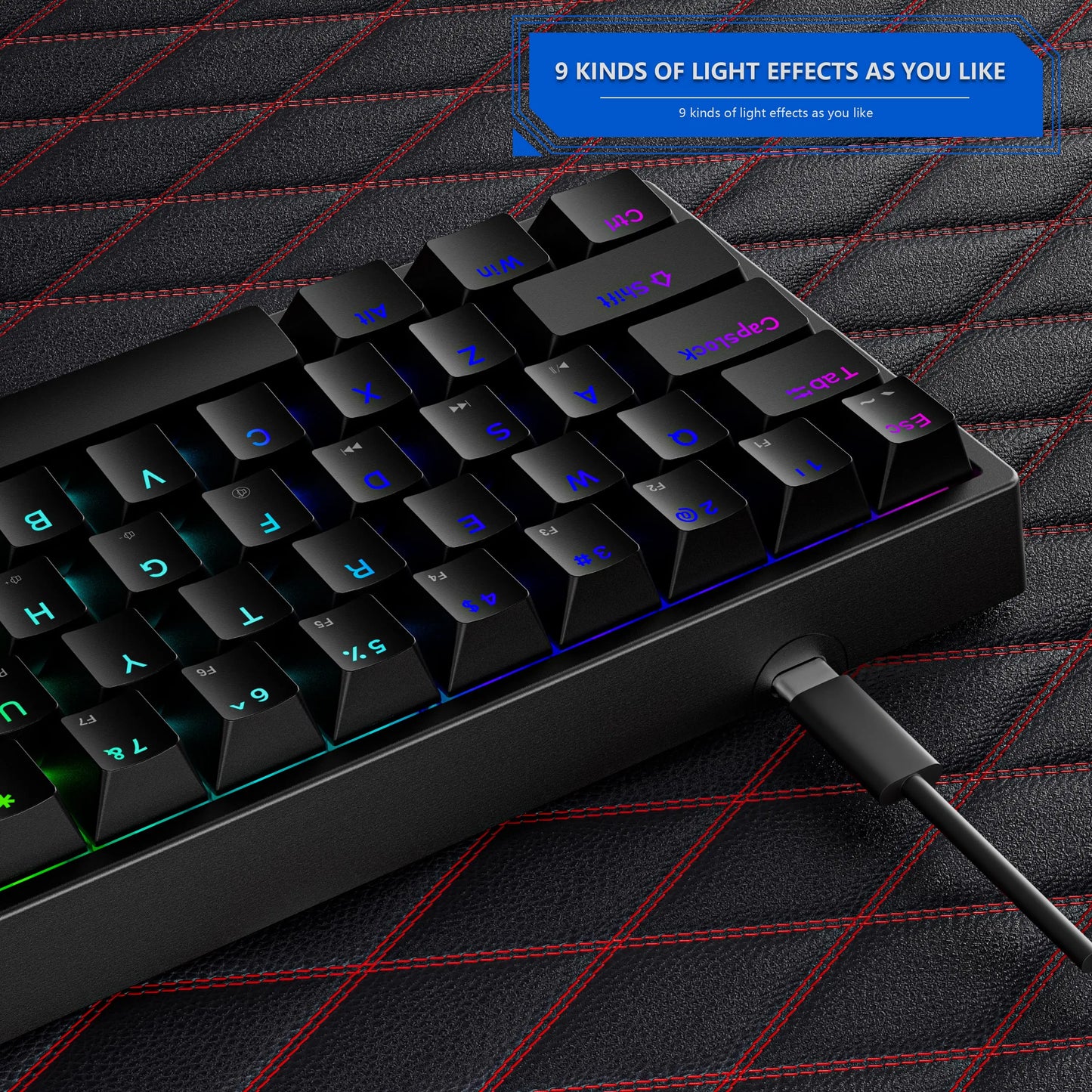 70% Teclado Mecánico Gamer - Compacto con 71 Teclas y RGB Lateral