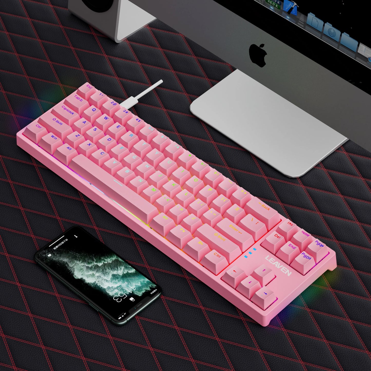 70% Teclado Mecánico Gamer - Compacto con 71 Teclas y RGB Lateral