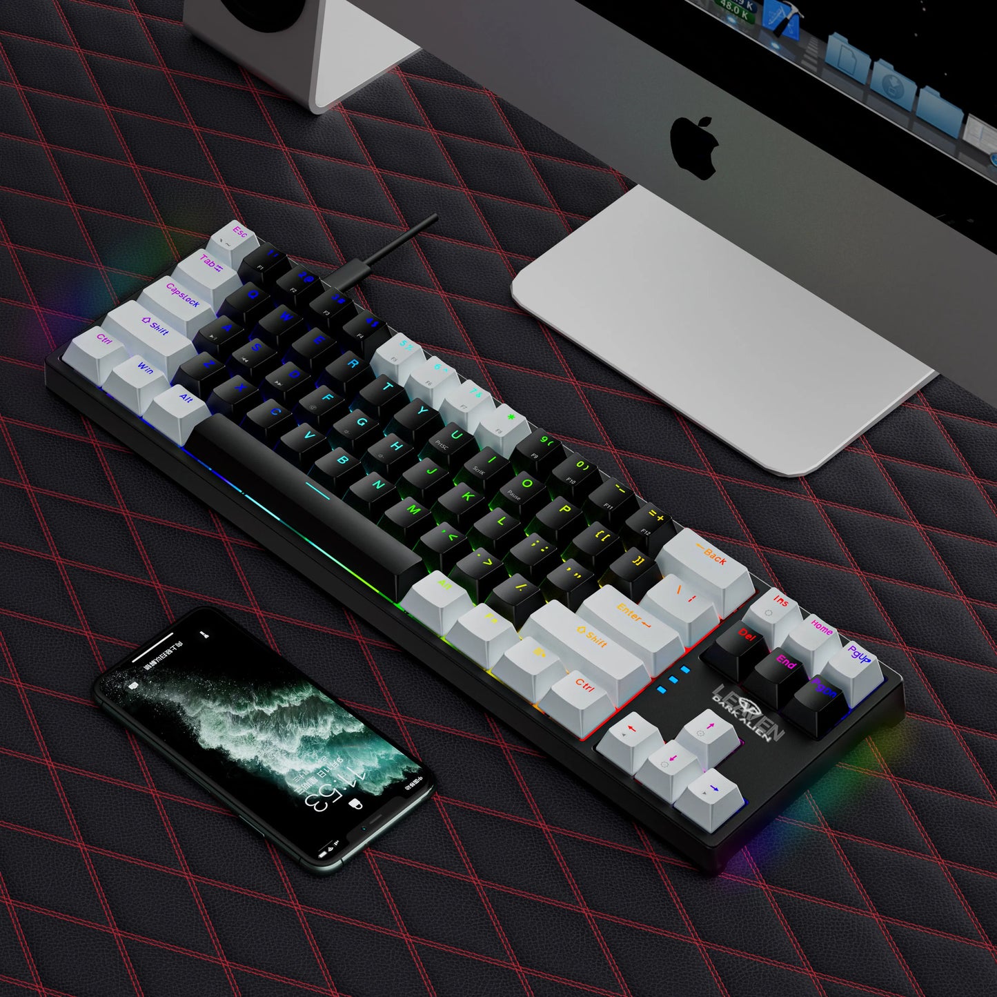 70% Teclado Mecánico Gamer - Compacto con 71 Teclas y RGB Lateral