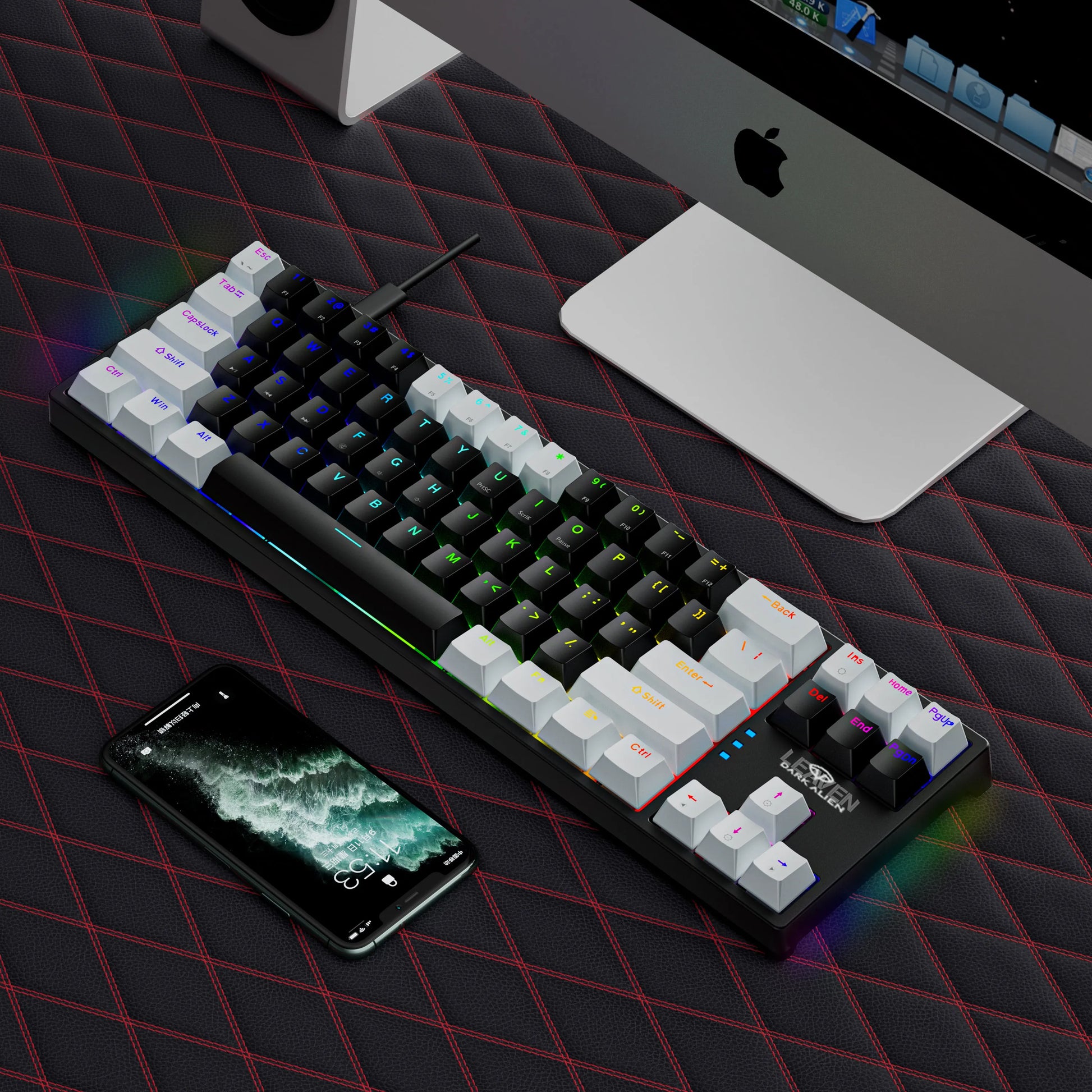 70% Teclado Mecánico Gamer - Compacto con 71 Teclas y RGB Lateral