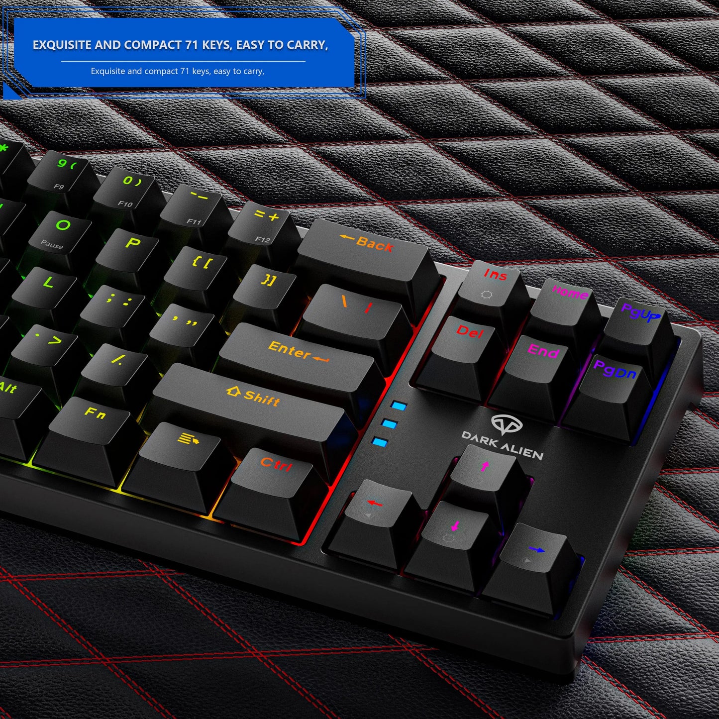 70% Teclado Mecánico Gamer - Compacto con 71 Teclas y RGB Lateral