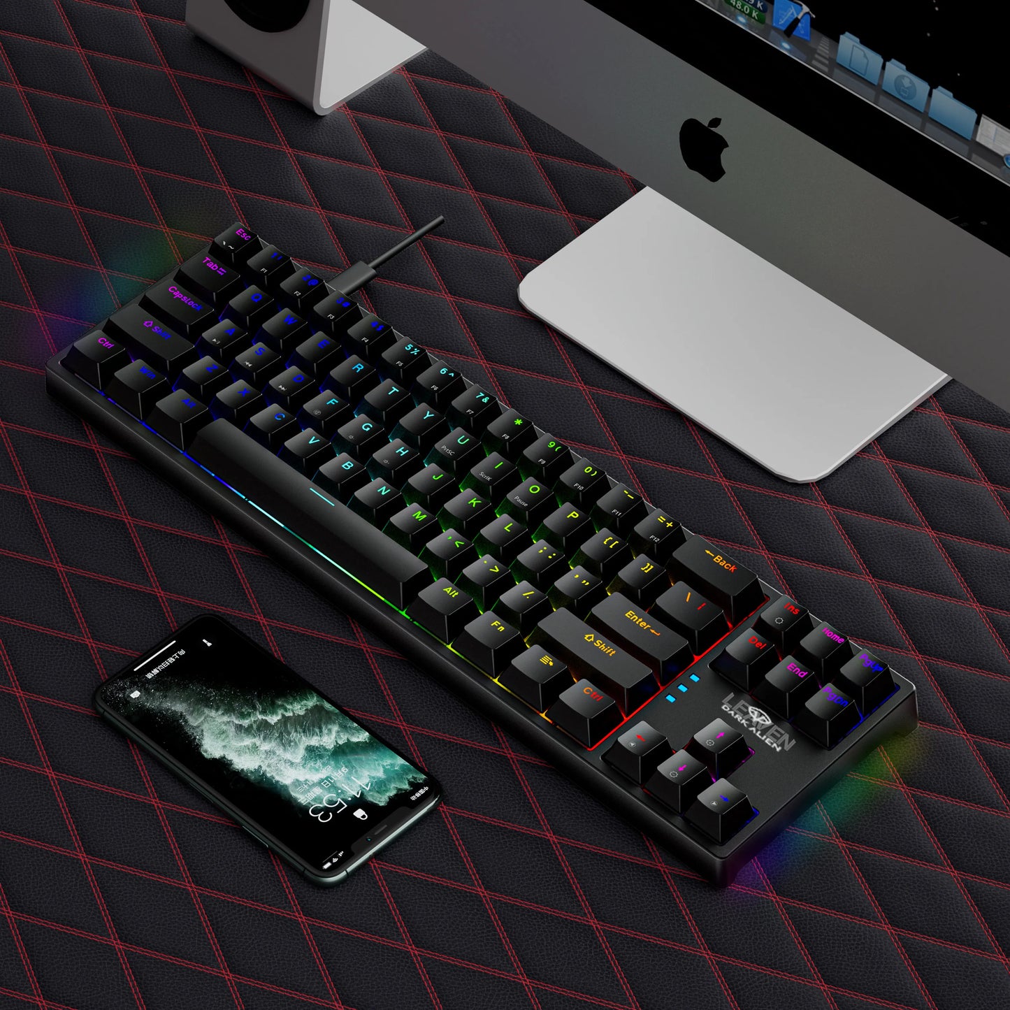 70% Teclado Mecánico Gamer - Compacto con 71 Teclas y RGB Lateral