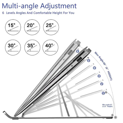Soporte Plegable de Altura Ajustable de Aluminio para Laptop
