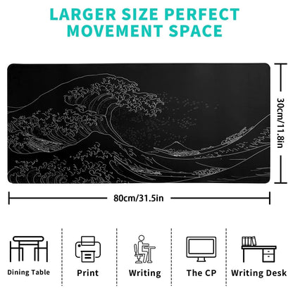 Alfombrilla de Escritorio XXL Estilo Japonés – 100x50cm Caucho Natural Waterproof