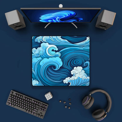 Mousepad Estético Kanagawa “La Gran Ola Azul” – Antideslizante e Impermeable
