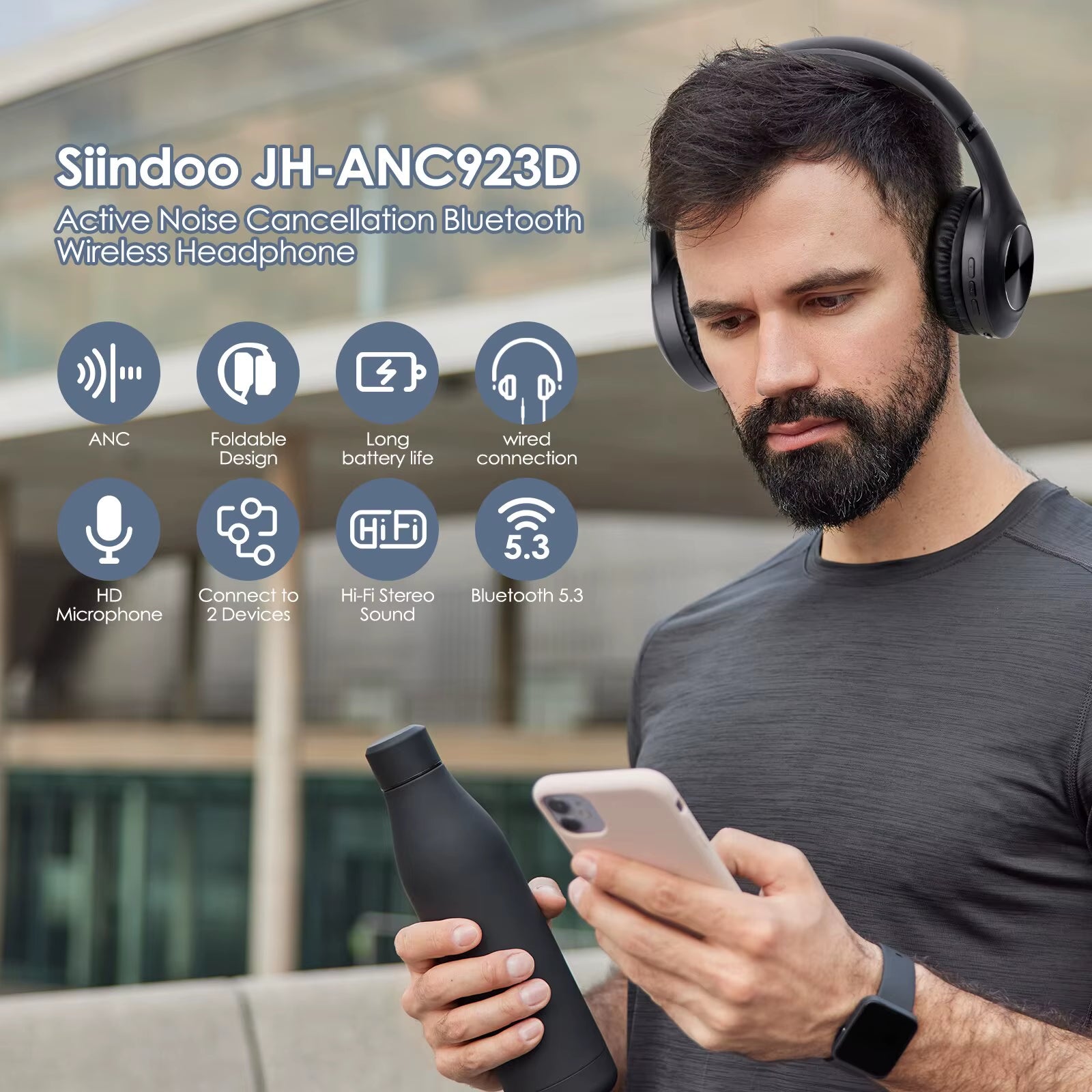 Auriculares inalámbricos ANC923 con cancelación activa de ruido Siindoo Edition