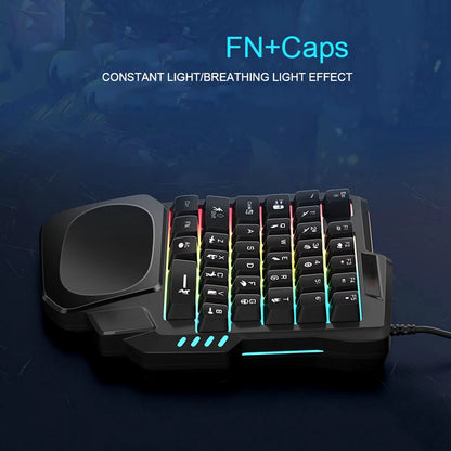 Teclado Gamer Profesional de Una Mano con Retroiluminación RGB – 35 Teclas USB