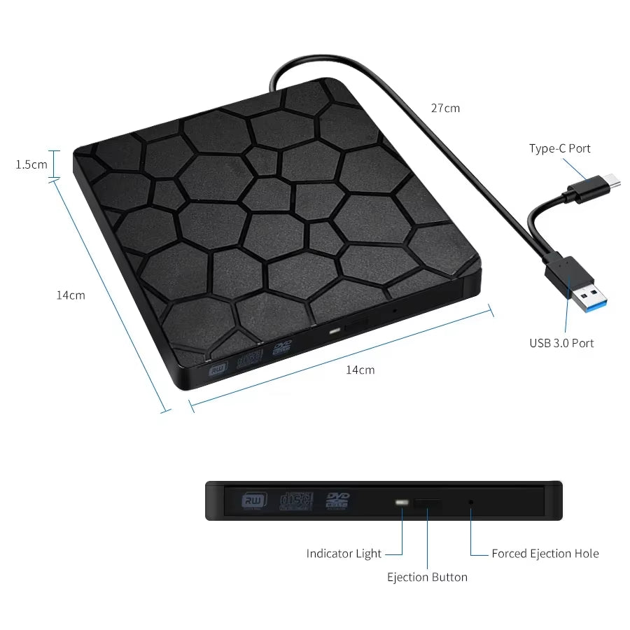 Unidad Externa USB 3.0 para CD/DVD – Lector y Grabador Portátil