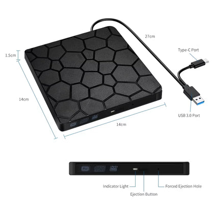 Unidad Externa USB 3.0 para CD/DVD – Lector y Grabador Portátil