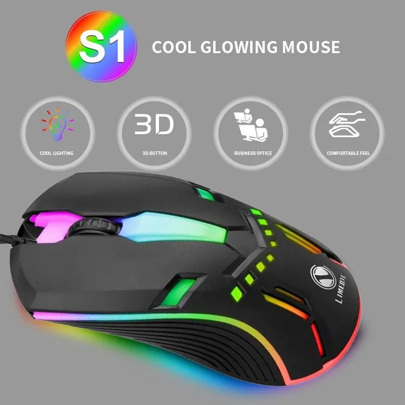 Mouse Óptico Alámbrico con Retroiluminación S1