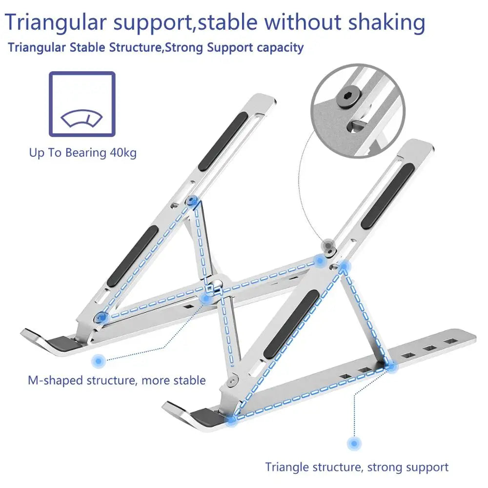Soporte Plegable de Altura Ajustable de Aluminio para Laptop