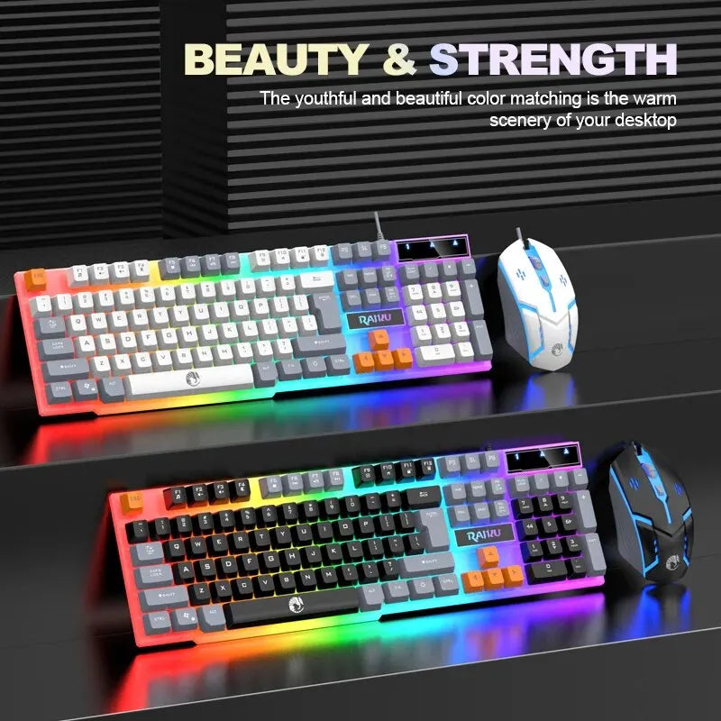Raiku T26 RGB – Combo Gamer Ergonómico con Teclado y Mouse